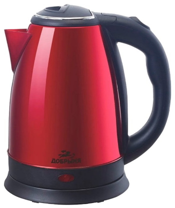 Изображение Электрический чайник Добрыня DO-1224 (1800 Вт/1,8 л /металл/красный, черный)
