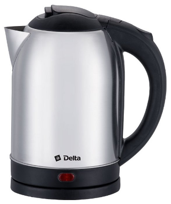 Изображение Электрический чайник DELTA DL-1329 (2000 Вт/2 л /металл/черный, серебристый)