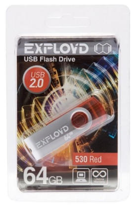 Изображение USB flash Exployd 530,(USB 2.0/64 Гб)-красный ()