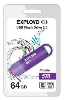 Изображение USB flash Exployd 570,(USB 2.0/64 Гб)-фиолетовый ()