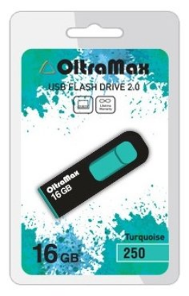 Изображение USB flash OltraMax 250,(USB 2.0/16 Гб)-бирюзовый, черный ()