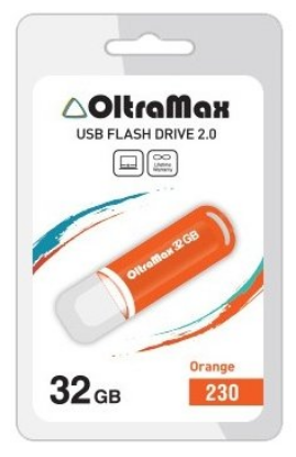 Изображение USB flash OltraMax 230,(USB 2.0/32 Гб)-оранжевый ()