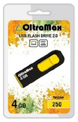 Изображение USB flash OltraMax 250,(USB 2.0/4 Гб)-желтый, черный ()