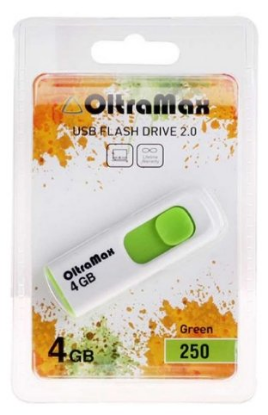 Изображение USB flash OltraMax 250,(USB 2.0/4 Гб)-белый, зеленый ()