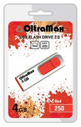 Изображение USB flash OltraMax 250,(USB 2.0/4 Гб)-белый, красный ()