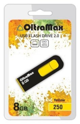 Изображение USB flash OltraMax 250,(USB 2.0/8 Гб)-желтый, черный ()