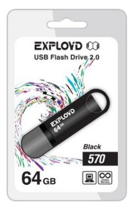 Изображение USB flash Exployd 570,(USB 2.0/64 Гб)-черный ()