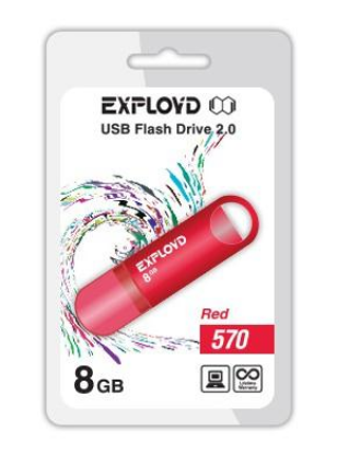 Изображение USB flash Exployd 570,(USB 2.0/8 Гб)-красный ()