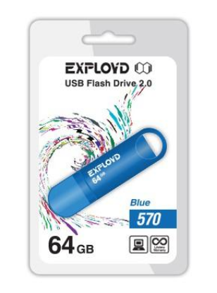 Изображение USB flash Exployd 570,(USB 2.0/64 Гб)-синий ()