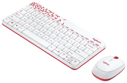 Изображение Комплект клавиатура и мышь Logitech MK240 Nano White-Red USB