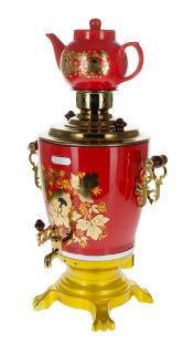 Изображение Электрический самовар Элис ЭЛ-4063 (4 л /2200 Вт /красный, золотистый)