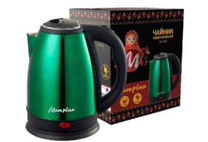 Изображение Электрический чайник МАТРЁНА MA-002 (1500 Вт/1,8 л /сталь/зеленый)