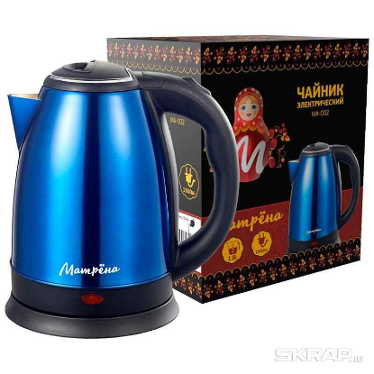 Изображение Электрический чайник МАТРЁНА MA-002 (1500 Вт/1,8 л /сталь/синий)