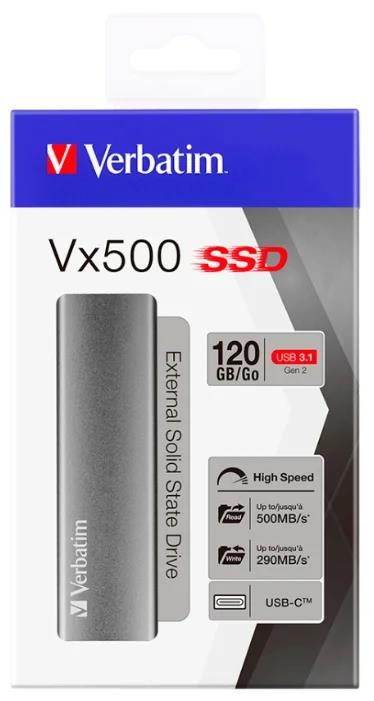 Изображение Внешний жесткий диск Verbatim Vx500 External SSD 120GB (120 Гб//SSD)