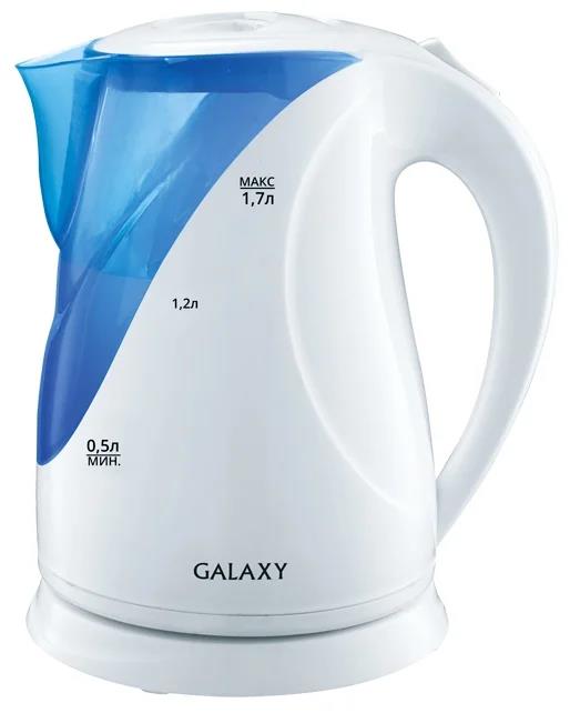 Изображение Электрический чайник Galaxy GL0202 (2200 Вт/1,7 л /пластик/голубой, белый)