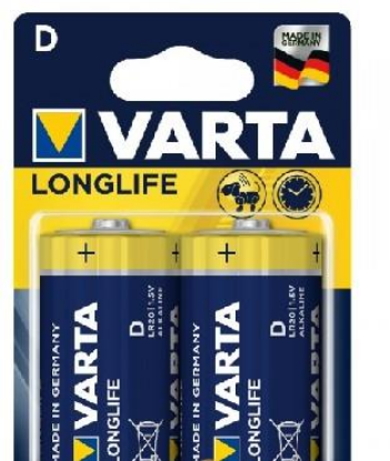 Изображение Батарейка Varta LR20 D BL2 LONGLIFE ALKALINE (D (R20,LR20,А373) 1,5 В  щелочная (алкалиновая))