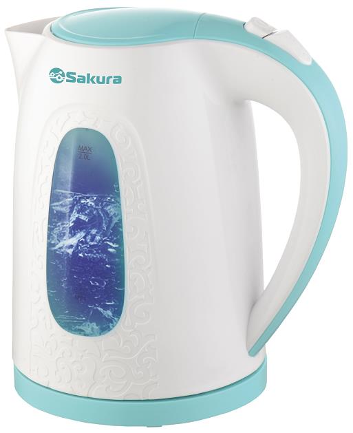 Изображение Электрический чайник Sakura SA-2345WBL (2200 Вт/2 л /пластик/голубой, белый)