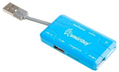 Изображение Карт-ридер SmartBuy SBRH-750-B + USB HUB синий ()