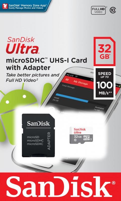 Изображение Карта памяти SanDisk MicroSDHC Class 10 32 Гб адаптер на SD SDSQUNR-032G-GN3MA