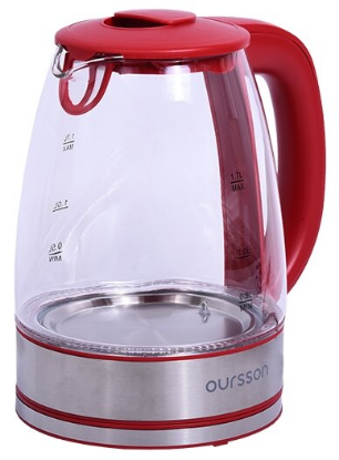 Изображение Электрический чайник Oursson EK1744GD/RD (2200 Вт/1,7 л /стекло, пластик/красный)