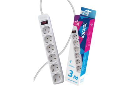 Изображение Сетевой фильтр Космос FKsm3m-6g(W)16A 3 м, белый