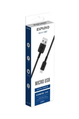 Изображение Кабель соединительный Exployd EX-K-1387 USB 2.0 A Micro USB 2.0 B черный 0,25 м