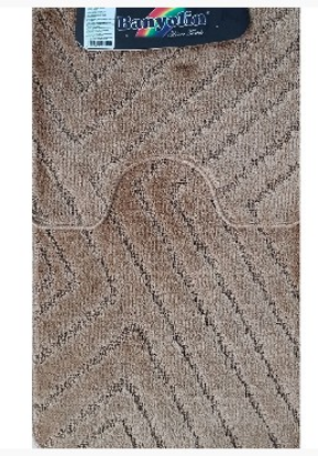 Изображение САНАКС 00287 CLASSIC UNI ПОЛОСКИ Коврик в ванную двойной КОРИЧНЕВЫЙ 55х90+ 45х55 см 100% полиэстер