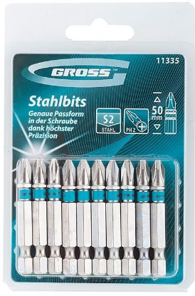 Изображение GROSS Набор бит PH2х50, сталь S2, 10 шт.