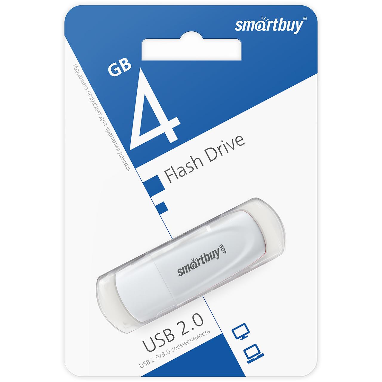 Изображение USB flash SmartBuy Scout,(USB 2.0/4 Гб)-белый (SB004GB2SCW)