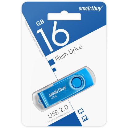 Изображение USB flash SmartBuy Twist,(USB 2.0/16 Гб)-синий (SB016GB2TWB)