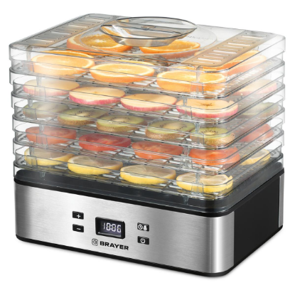 Изображение Сушилка для овощей Brayer BR1900 (поддонов 5 шт, 240 Вт , черный, серебристый)