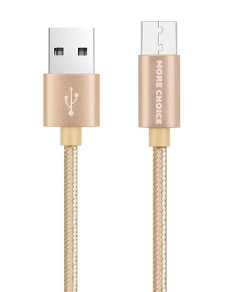 Изображение Кабель соединительный More Choice K11m USB 2.0 A Micro USB 2.0 B золотистый 1 м