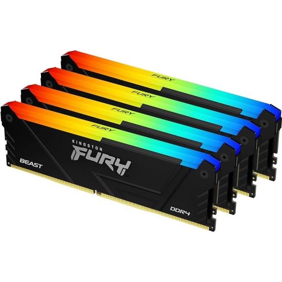 Изображение Оперативная память 4x16 GB DDR4 Kingston Fury Beast RGB (25600 МБ/с, 3200 МГц, CL16)