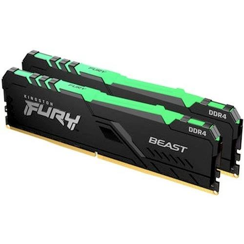 Изображение Оперативная память 2х8 GB DDR4 Kingston Fury Beast RGB (25600 МБ/с, 3200 МГц, CL16)