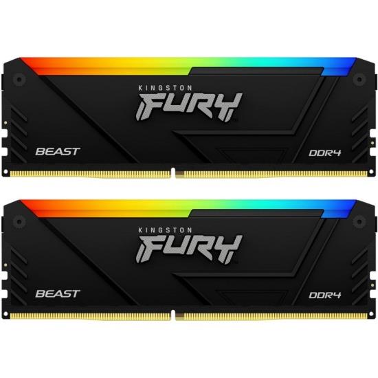 Изображение Оперативная память 2х8 GB DDR4 Kingston Fury Beast RGB (28800 МБ/с, 3600 МГц, CL17)