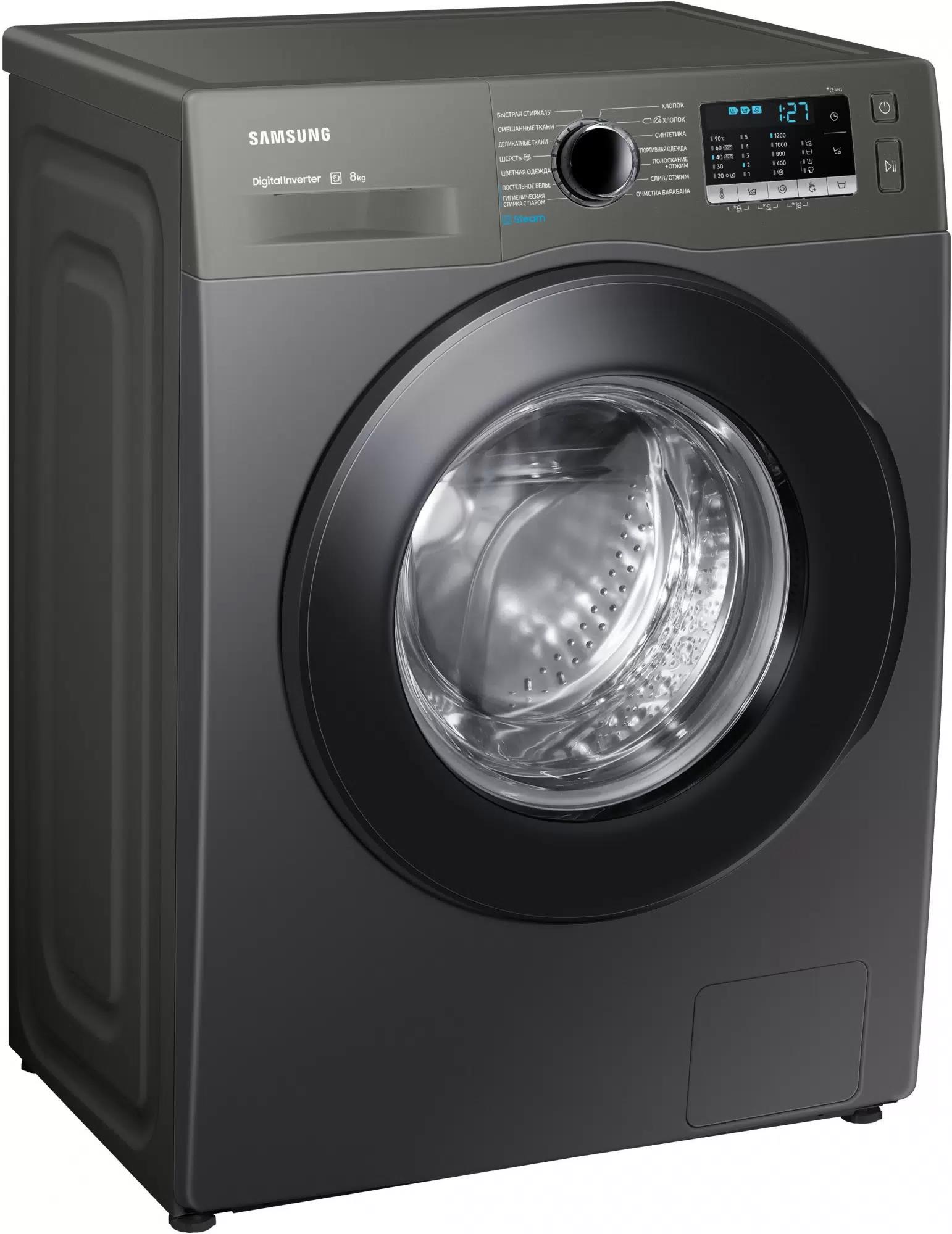 Изображение Стиральная машина Samsung WW80AGAS22AX/LD, черный (фронтальная, 8 кг, 1200 об/мин )