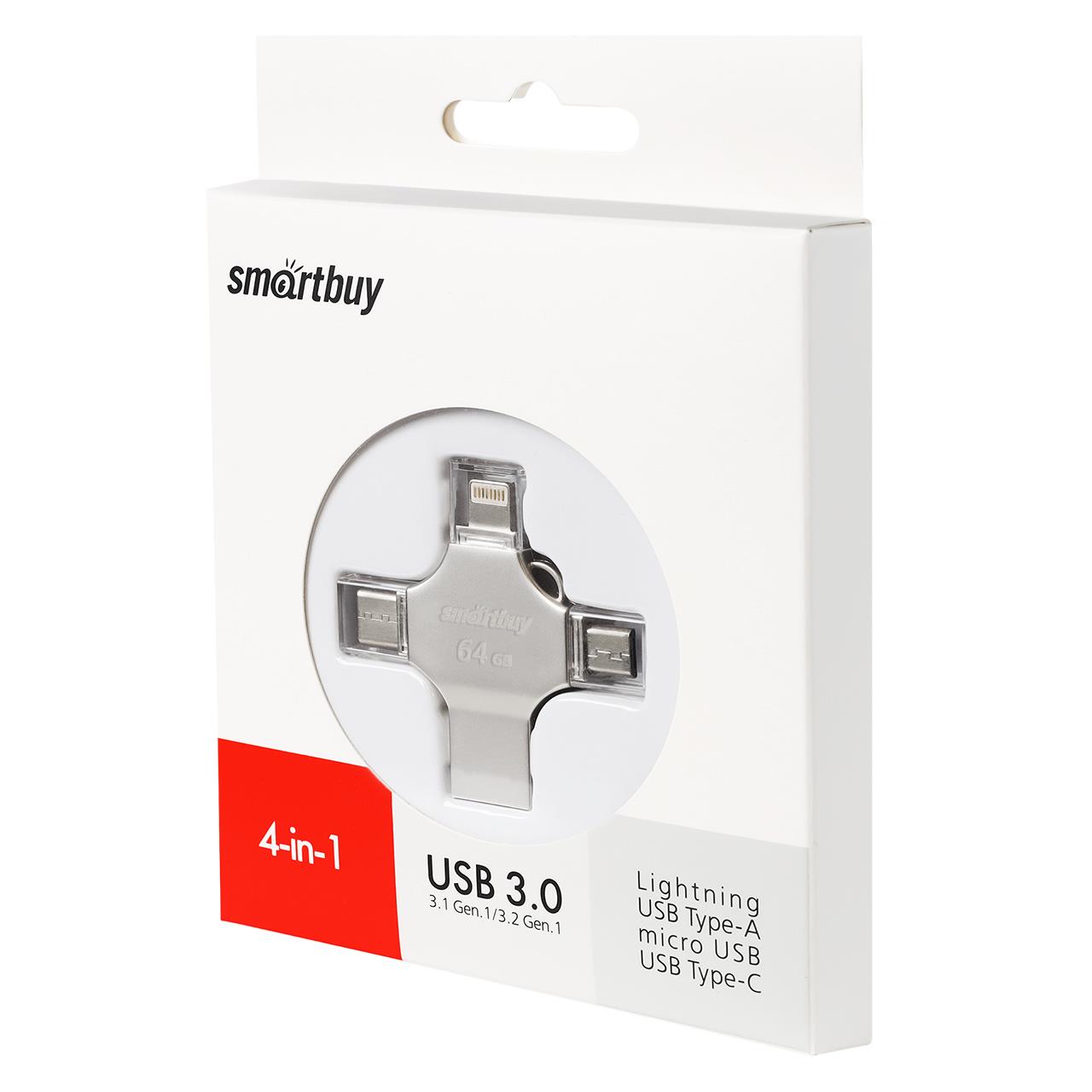 Изображение USB flash SmartBuy Quad,(USB 3.0/64 Гб)-серебристый (SB064GBMC15)