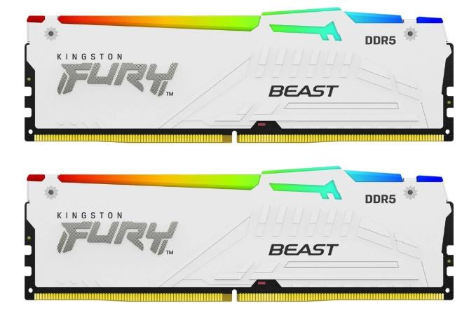 Изображение Оперативная память 2x16 GB DDR5 Kingston Fury Beast White RGB (44800 Мб/с, 5600 МГц, CL40)
