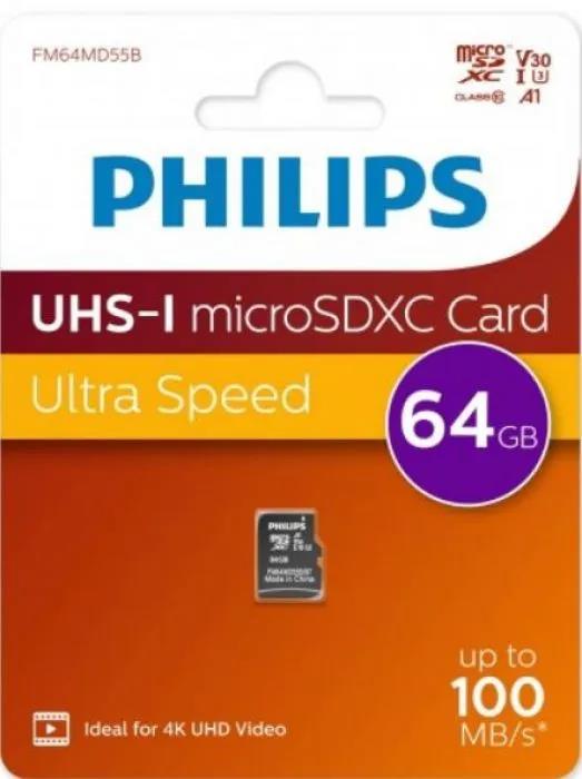 Изображение Карта памяти Philips MicroSDXC Class 10 64 Гб  FM64MD55B/97