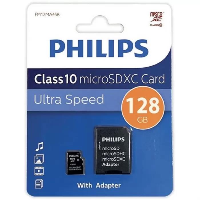 Изображение Карта памяти Philips MicroSDXC Class 10 128 Гб адаптер на SD FM12MA45B/97