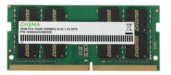 Изображение Оперативная память 1x32 GB DDR4 Digma DGMAS43200032D (25600 МБ/с, 3200 МГц, CL22)