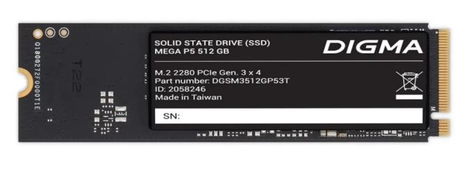 Изображение SSD диск Digma Mega P5 512 Гб 2280 (DGSM3512GP53T)