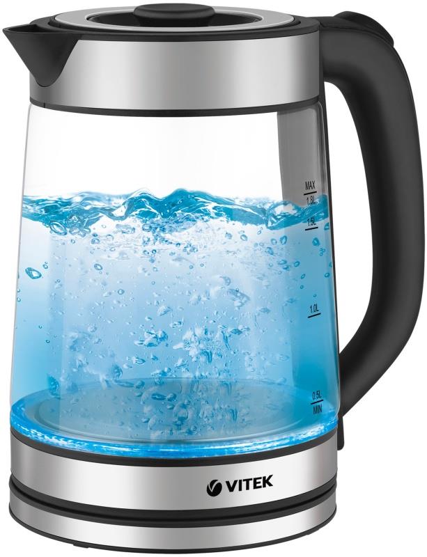 Изображение Электрический чайник VITEK VT-1179 стекло/металл (2200 Вт/1,7 л /стекло, металл/прозрачный, серебристый)