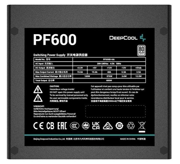 Изображение Блок питания Deepcool PF600 V2 (R-PF600D-HA0B-WDEU) (600 Вт )