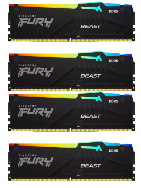 Изображение Оперативная память 4x32 GB DDR5 Kingston Fury Beast Black RGB (44800 Мб/с, 5600 МГц, CL40)