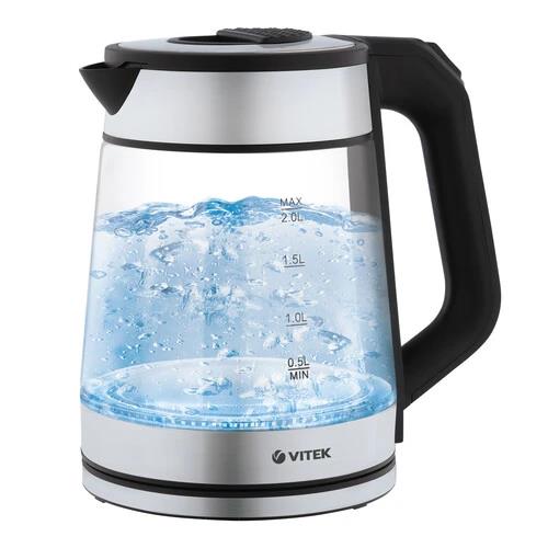 Изображение Электрический чайник VITEK VT-1176 (2200 Вт/2 л /стекло/прозрачный, черный, серебристый)