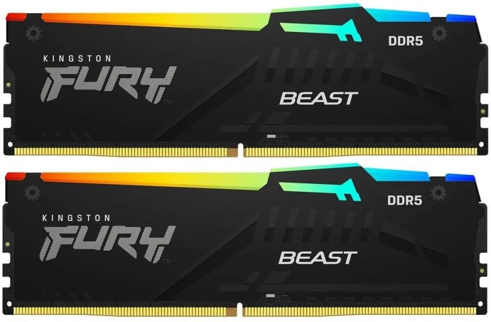 Изображение Оперативная память 2x32 GB DDR5 Kingston Fury Beast Black RGB (48000 Мб/с, 6000 МГц, CL30)
