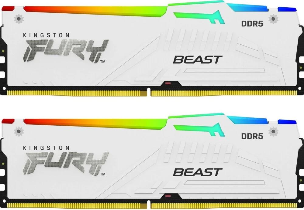 Изображение Оперативная память 2x32 GB DDR5 Kingston Fury Beast White RGB (41600 Мб/с, 5200 МГц, CL40)
