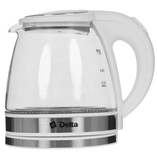 Изображение Электрический чайник DELTA DL-1121 (1500 Вт/1,2 л /стекло/прозрачный, белый)