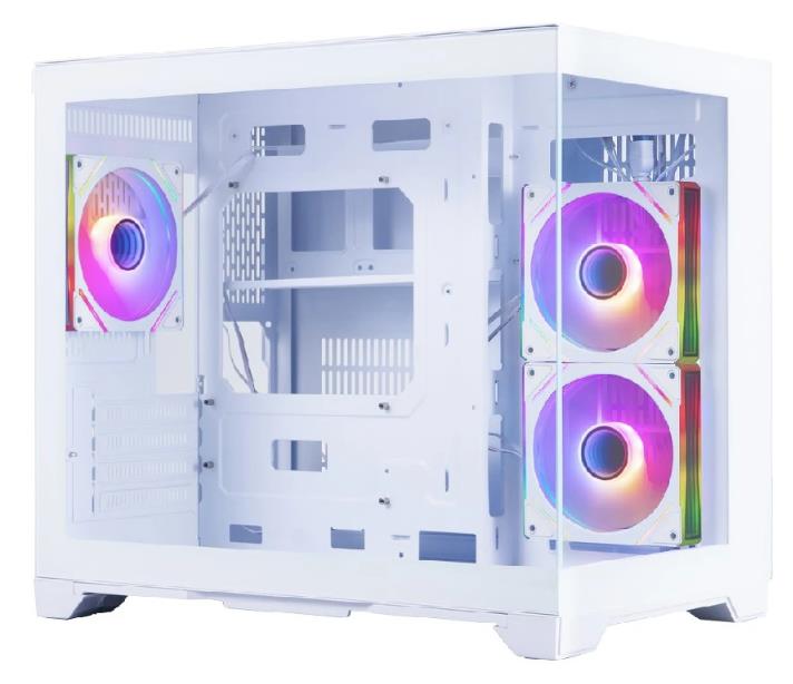 Изображение Корпус 1STPLAYER MEGAVIEW MV6-TP ARGB White (mATX, Mini-ITX, белый, без БП)/(MV6-TP-WH-2FC7R-W-1FC7-W)